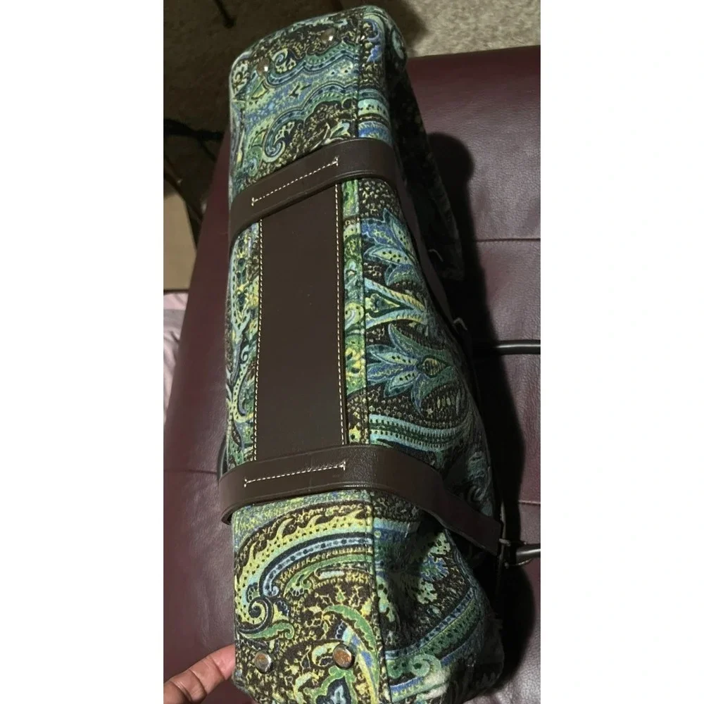 TUMI Chatham Paisley Wool Tote Bag Blue Green Boho Travel Shoulder Purse